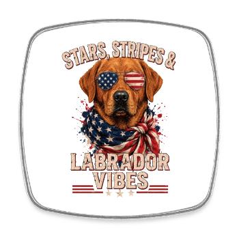 Fuchsroter Labrador USA Vibes Shirt - Viereckiger Kühlschrankmagnet - Weiß - Vorne