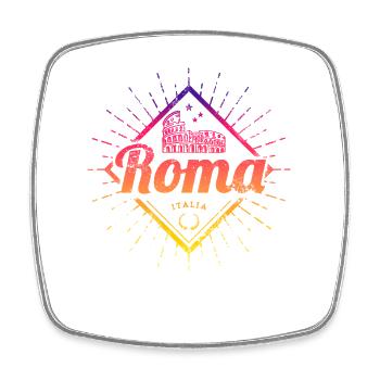 Rom Italien mit Kolosseum retro Regenbogen Design - Viereckiger Kühlschrankmagnet - Weiß - Vorne
