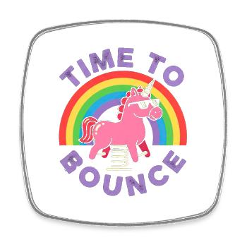 Zeit, Unicorn zu springen - Viereckiger Kühlschrankmagnet - Weiß - Vorne