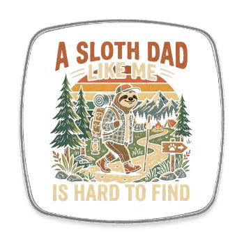 Sloth Dad Hiking Adventure - Square fridge magnet - white - Front
