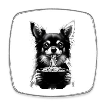 Le chihuahua mange du ramen - Magnet carré - blanc - Devant