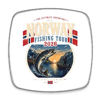 Voyage de pêche en Norvège 2026 - Magnet carré - blanc - Devant