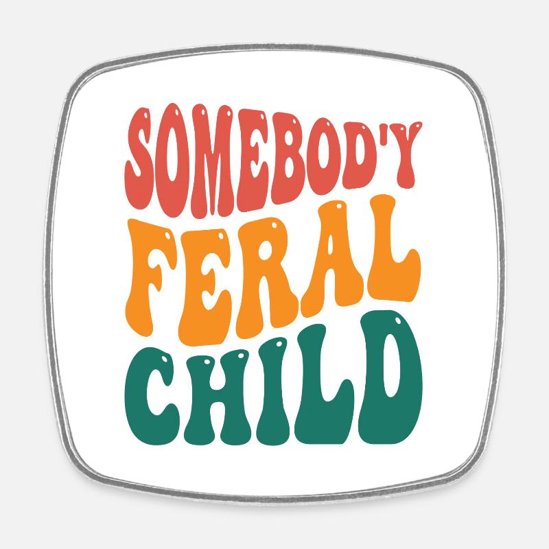 Wild Child Retro Typo - Square fridge magnet - white