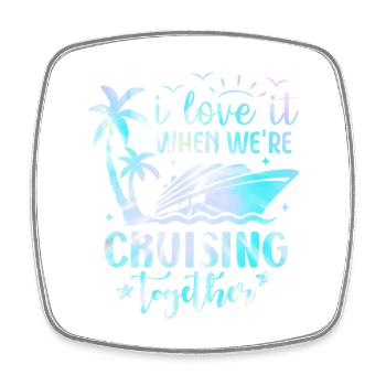 Cruising Together Palms & Yacht - Square fridge magnet - white - Front
