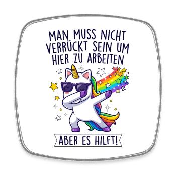 Dabbing Einhorn Verrückt Arbeiten Büro - Viereckiger Kühlschrankmagnet - Weiß - Vorne