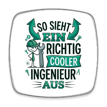 Cooler Ingenieur Spruch Strichmännchen - Viereckiger Kühlschrankmagnet - Weiß - Vorne