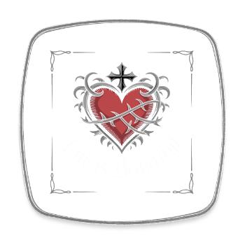 Barbed Heart Crown Tattoo Tee - Square fridge magnet - white - Front