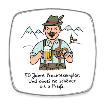 50. Geburtstag Bayern Spruch Prachtexemplar - Viereckiger Kühlschrankmagnet - Weiß - Vorne