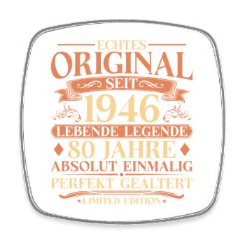 80. Geburtstag Echtes Original 1946 Vintage - Viereckiger Kühlschrankmagnet - Weiß - Vorne