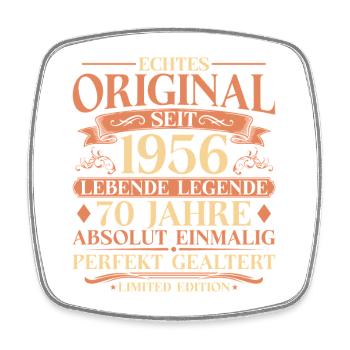 70. Geburtstag Echtes Original 1956 Vintage - Viereckiger Kühlschrankmagnet - Weiß - Vorne