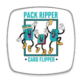 Pack Ripper Card Flipper Trading Card Collector - Square fridge magnet - white - Front
