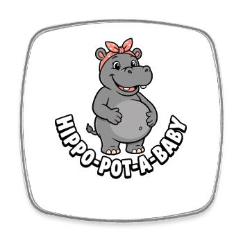 Schwangere Mutter Nilpferd-Topf-ein-Baby Nilpferd  - Viereckiger Kühlschrankmagnet - Weiß - Vorne