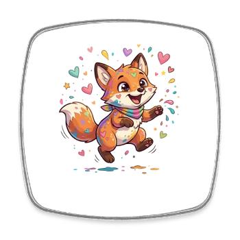 Adorable rainbow fox - Square fridge magnet - white - Front