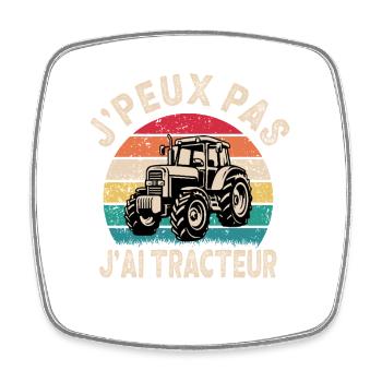 J’peux pas tracteur Cadeau humour personnalisé - Magnet carré - blanc - Devant