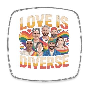 Love Is Diverse Pride Regenbogen - Viereckiger Kühlschrankmagnet - Weiß - Vorne