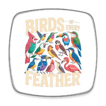 Oiseaux de toutes les plumes Vogel Vielfalt - Magnet carré - blanc - Devant