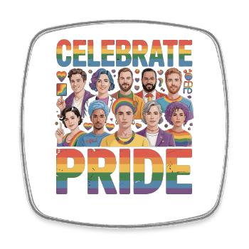 Celebrate Pride LGBT Regenbogen Diversity - Viereckiger Kühlschrankmagnet - Weiß - Vorne