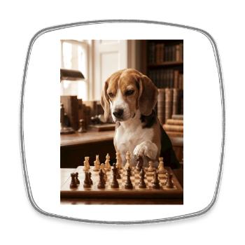 Beagle dog playing chess - Square fridge magnet - white - Front