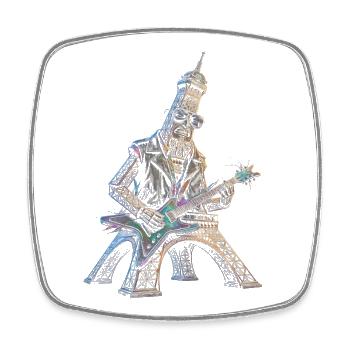 Eiffelturm spielt E-Gitarre - Viereckiger Kühlschrankmagnet - Weiß - Vorne