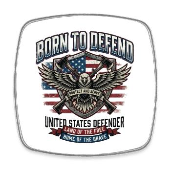 Born to Defend USA Eagle Emblem - Viereckiger Kühlschrankmagnet - Weiß - Vorne