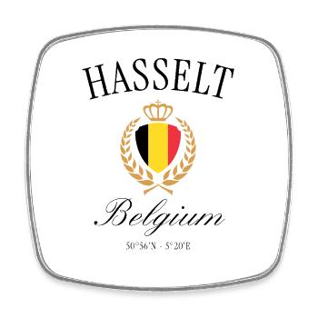 Hasselt Belgien Wappen Krone – Reise Souvenir - Viereckiger Kühlschrankmagnet - Weiß - Vorne