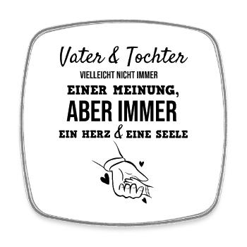 Vater & Tochter Ein Herz und eine Seele Geschenk - Viereckiger Kühlschrankmagnet - Weiß - Vorne
