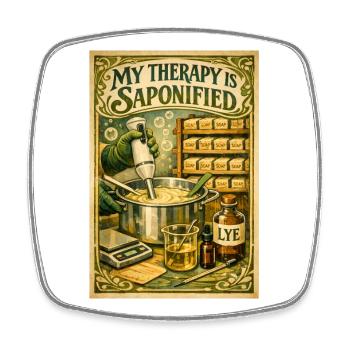 Thérapie saponnifiée | Production de savon - Magnet carré - blanc - Devant