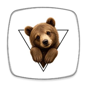 Ourson en triangle - Magnet carré - blanc - Devant