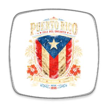 Puerto Rico Vintage Shield - Viereckiger Kühlschrankmagnet - Weiß - Vorne