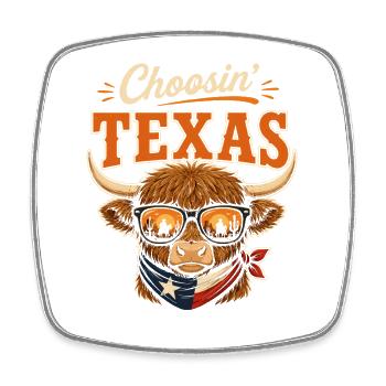 Choisir un bison du Texas avec des lunettes de soleil - Magnet carré - blanc - Devant