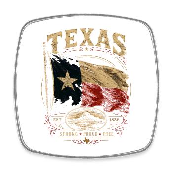 Fierté du drapeau du Texas : Stark & Free - Magnet carré - blanc - Devant