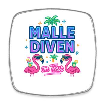 Malle Divas en tournée Fête féminine Flamingo à Majorque - Magnet carré - blanc - Devant