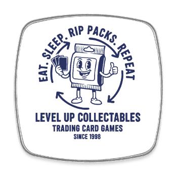 Eat Sleep Rip Packs Wiederholende Sammelkartenspiele - Viereckiger Kühlschrankmagnet - Weiß - Vorne