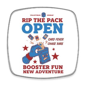 Rip The Pack Open Card Fever Chase Rare Booster - Viereckiger Kühlschrankmagnet - Weiß - Vorne