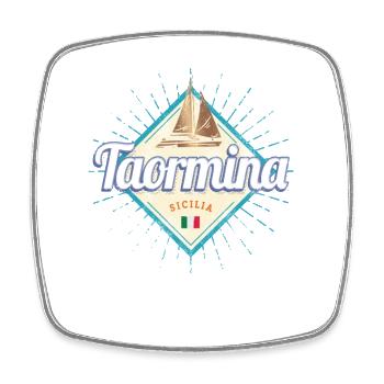 Taormina in Sizilien Italien Retro Segelschiff - Viereckiger Kühlschrankmagnet - Weiß - Vorne