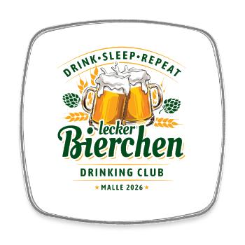 Malle 2026 - Lecker Bierchen Drinking Club - Viereckiger Kühlschrankmagnet - Weiß - Vorne