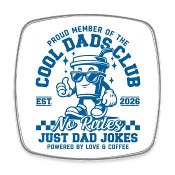 Cool Dads Club - Papa 2026 Geschenk - Viereckiger Kühlschrankmagnet - Weiß - Vorne