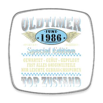 40. Geburtstag Geschenk Mann Oldtimer Juni 1986 - Viereckiger Kühlschrankmagnet - Weiß - Vorne