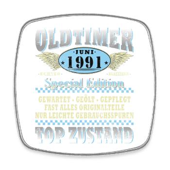 35. Geburtstag Geschenk Mann Oldtimer Juni 1991 - Viereckiger Kühlschrankmagnet - Weiß - Vorne