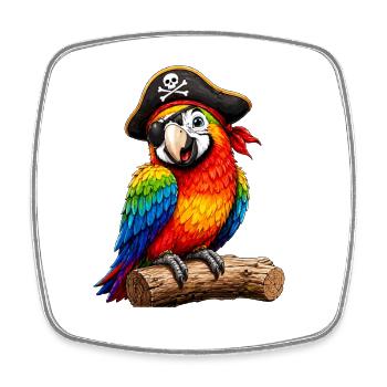 Piratenpapagei Regenbogenfeder - Viereckiger Kühlschrankmagnet - Weiß - Vorne