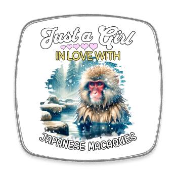 Japanmakak Mädchen Japanese Macaque - Viereckiger Kühlschrankmagnet - Weiß - Vorne