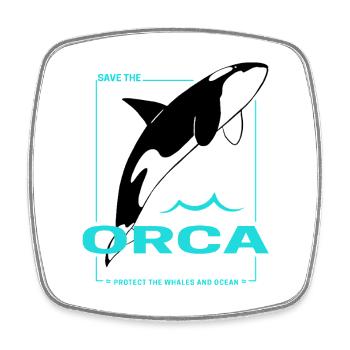 Orca Protects the Whales and Sea Killer Whale Design - Square fridge magnet - white - Front