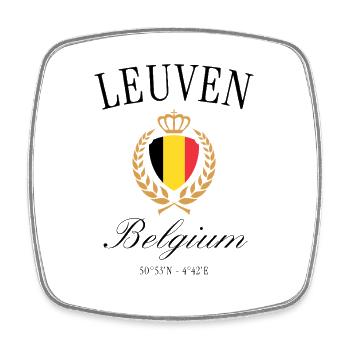 Löwen Belgien Wappen Krone – Reise Souvenir - Viereckiger Kühlschrankmagnet - Weiß - Vorne
