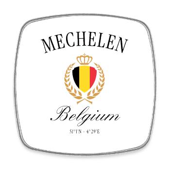 Mecheln Belgien Wappen Krone – Reise Souvenir - Viereckiger Kühlschrankmagnet - Weiß - Vorne