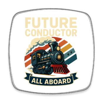 Future Conductor Train - Square fridge magnet - white - Front