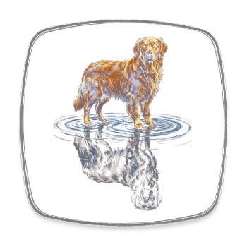 Goldener Retriever Wasserreflex - Viereckiger Kühlschrankmagnet - Weiß - Vorne