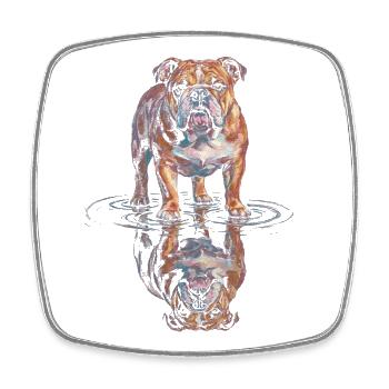 Bulldogge Wasserreflexion - Viereckiger Kühlschrankmagnet - Weiß - Vorne