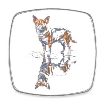 Chihuahua Wasserreflexion - Viereckiger Kühlschrankmagnet - Weiß - Vorne