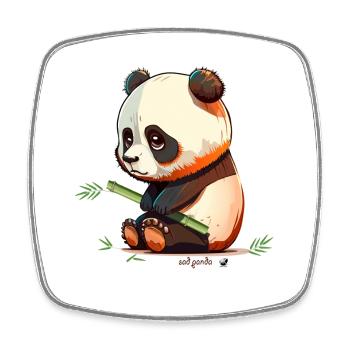 Panda triste avec panda triste en bambou - Magnet carré - blanc - Devant