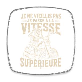 je ne vieillis pas Motard Cadeau humour personnali - Magnet carré - blanc - Devant